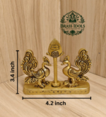 Brass Murugan Vel with Peacock 3.4 Inch