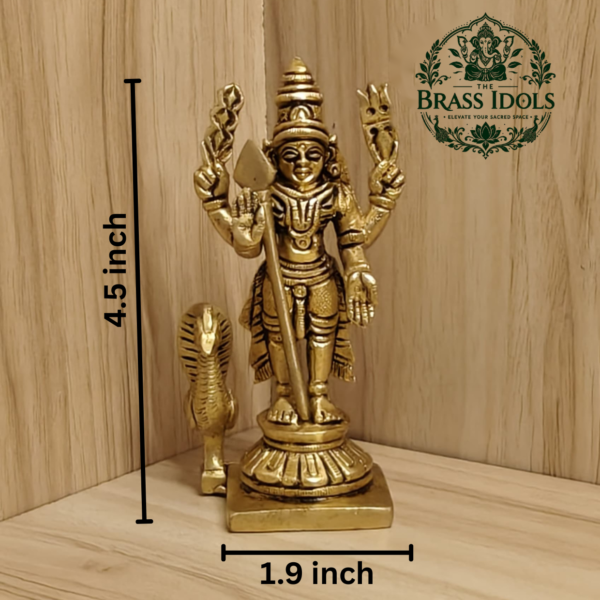 Brass Lord Murugan Peacock Idol 4.5 Inch