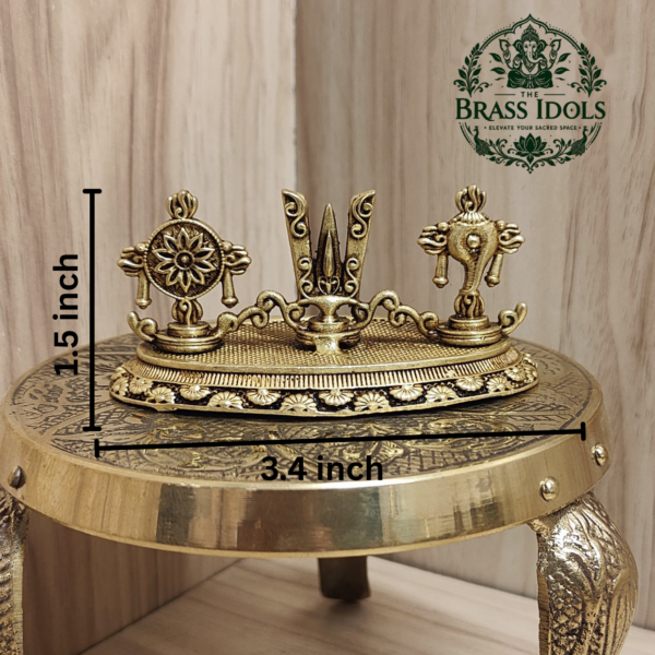 Premium Brass Shankh Chakra Namah Idol 1.5 Inch
