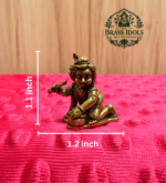 Miniature Brass Matka Krishna Statue 1.1 Inch
