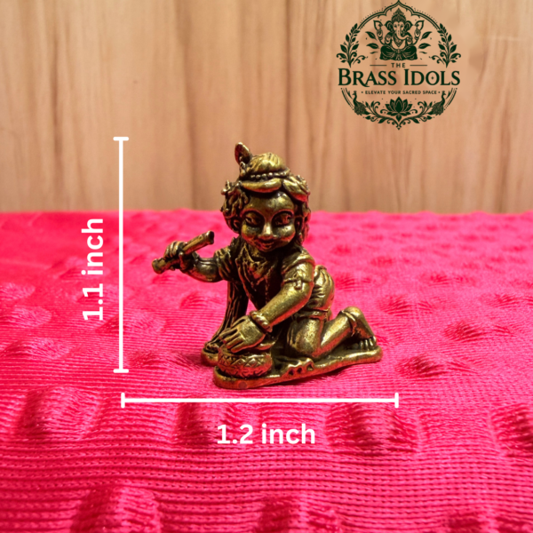 Miniature Brass Matka Krishna Statue 1.1 Inch