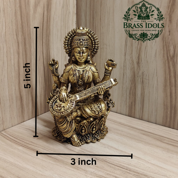 Premium Brass Saraswati Idol 5 Inch