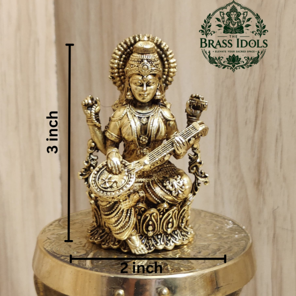 Premium Brass Saraswati Idol 3 Inch