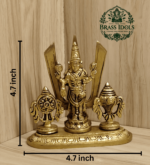 Brass Shankh Chakra Stand with Perumal Idol 4.7 Inch