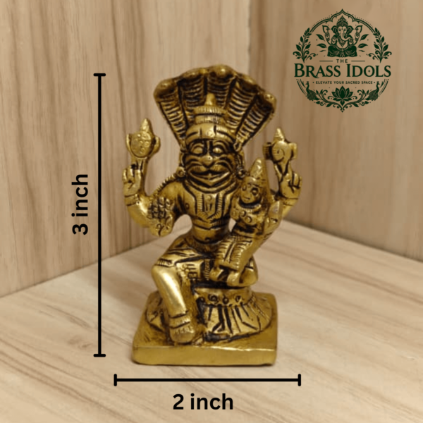 Brass Narasimha Lakshmi Statue 3 Inch
