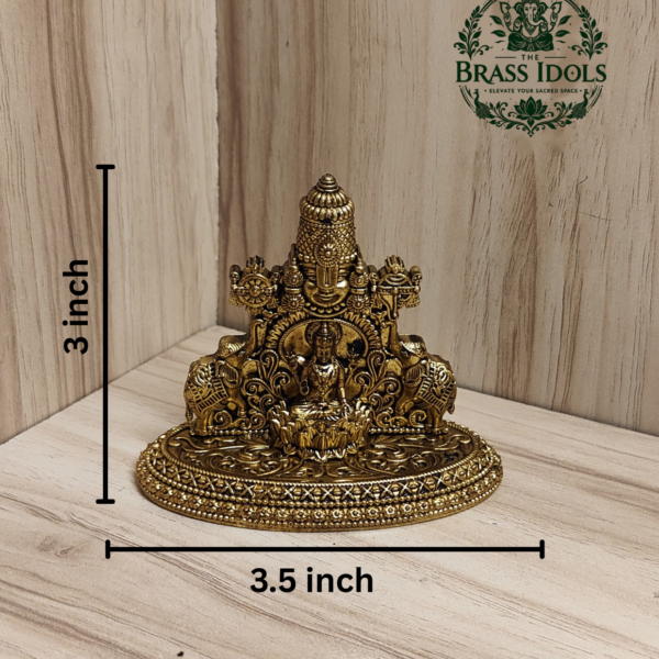 Premium Brass Tirupati Balaji with Gajalakshmi Statue 3 Inch