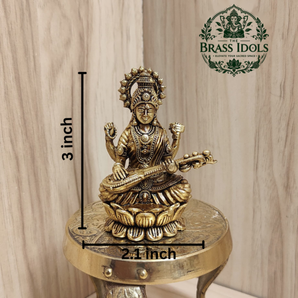 Premium Brass Saraswati Statue 3 Inch