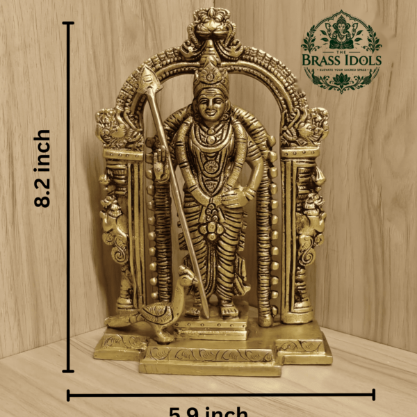 Brass Lord Murugan Statue 8.2 Inch