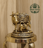 Premium Brass Kamdhenu Cow and Calf Statue 2.5 Inch