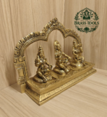 Brass Ayyanar with Poorna & Pushkala Statue 7.6 Inch