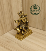 Brass Radha Krishna with Cow Idol 3.2 Inch