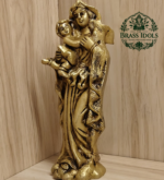 Brass Mother Mary with Baby Jesus Statue 7 Inch