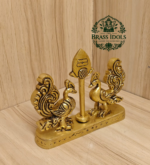 Brass Murugan Vel with Peacock 3.4 Inch
