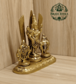 Brass Shankh Chakra Stand with Perumal Idol 4.7 Inch