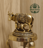 Premium Brass Kamdhenu Cow and Calf Statue 2.5 Inch