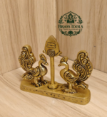 Brass Murugan Vel with Peacock 3.4 Inch