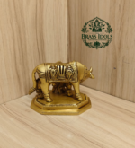 Brass Kamadhenu Cow and Calf Statue 3 Inch
