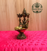 Premium Brass Perumal Vilakku with Lakshmi 4.6 Inch