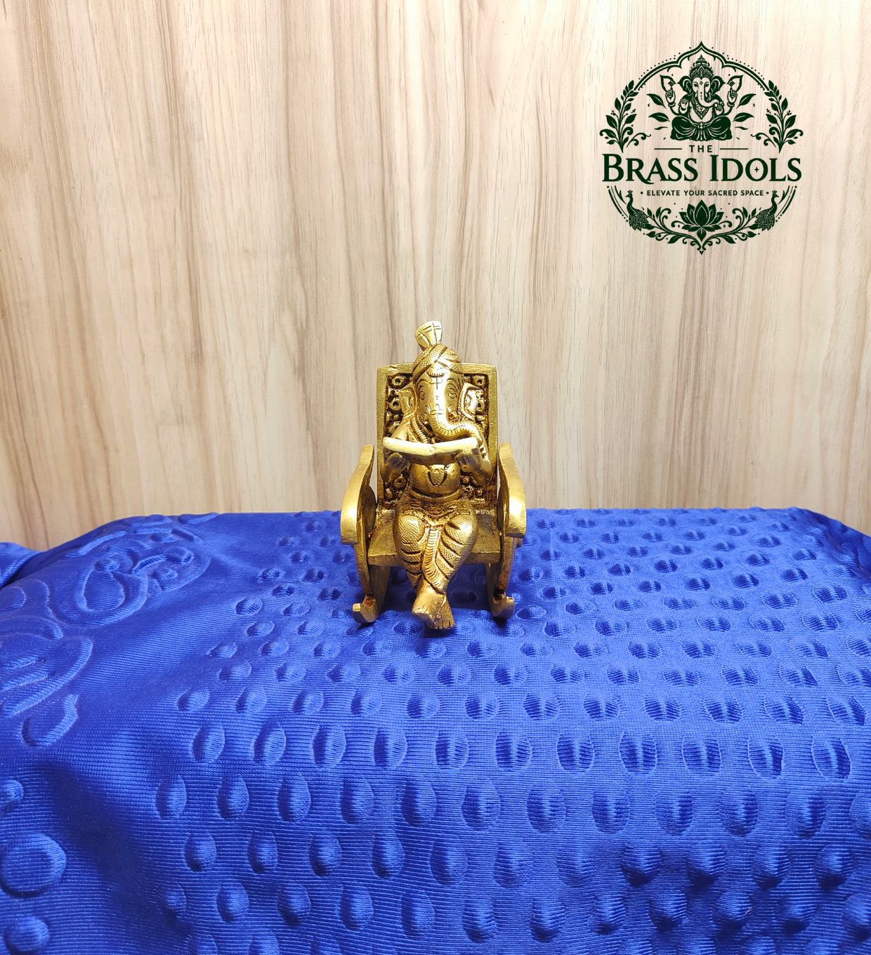 IMG20260813112155 Brass Lord Ganesha on Rocking Chair Statue 4.5 Inch - Image 1