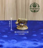 Premium Brass Kamadhenu Cow and Calf Idol 1.1 Inch - Image 2