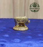 Premium Brass Kamadhenu Cow and Calf Idol 1.1 Inch - Image 5
