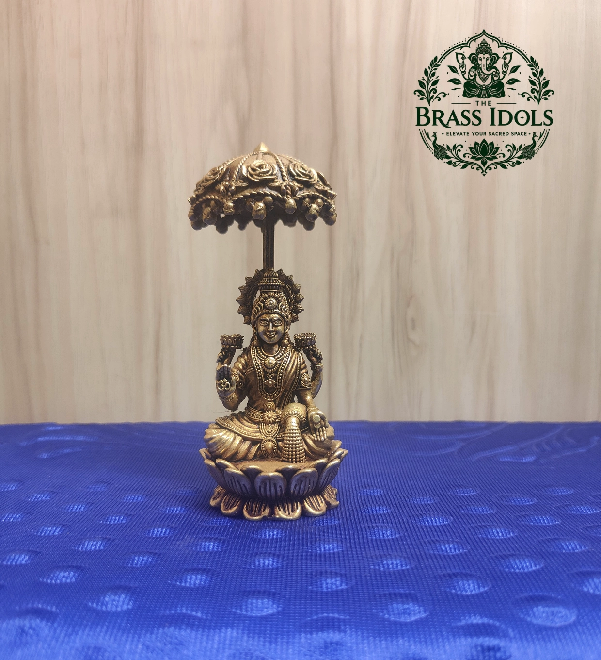 IMG20260825111021 Premium Brass Mahalakshmi Idol with Chattra Umbrella 4.5 Inch - Image 1
