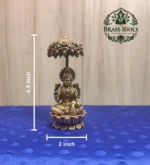 Premium Brass Mahalakshmi Idol with Chattra Umbrella 4.5 Inch - Image 2