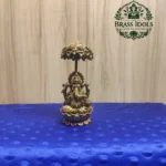 Premium Brass Ganesha Idol with Chattra Umbrella 4.5 Inch
