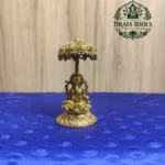 Premium Brass Lord Ganesha Idol With Royal Chatra Umbrella Statue 2.8 Inch