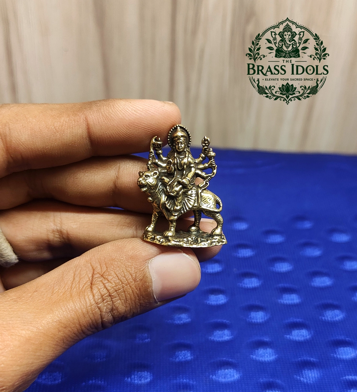 IMG20260827154742 Brass Miniature Goddess Durga Idol 1.2 Inch - Image 1