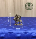 Brass Miniature Goddess Durga Idol 1.2 Inch - Image 2