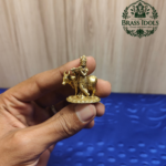 Premium Brass Krishna Statue with Cow 1.4 Inch