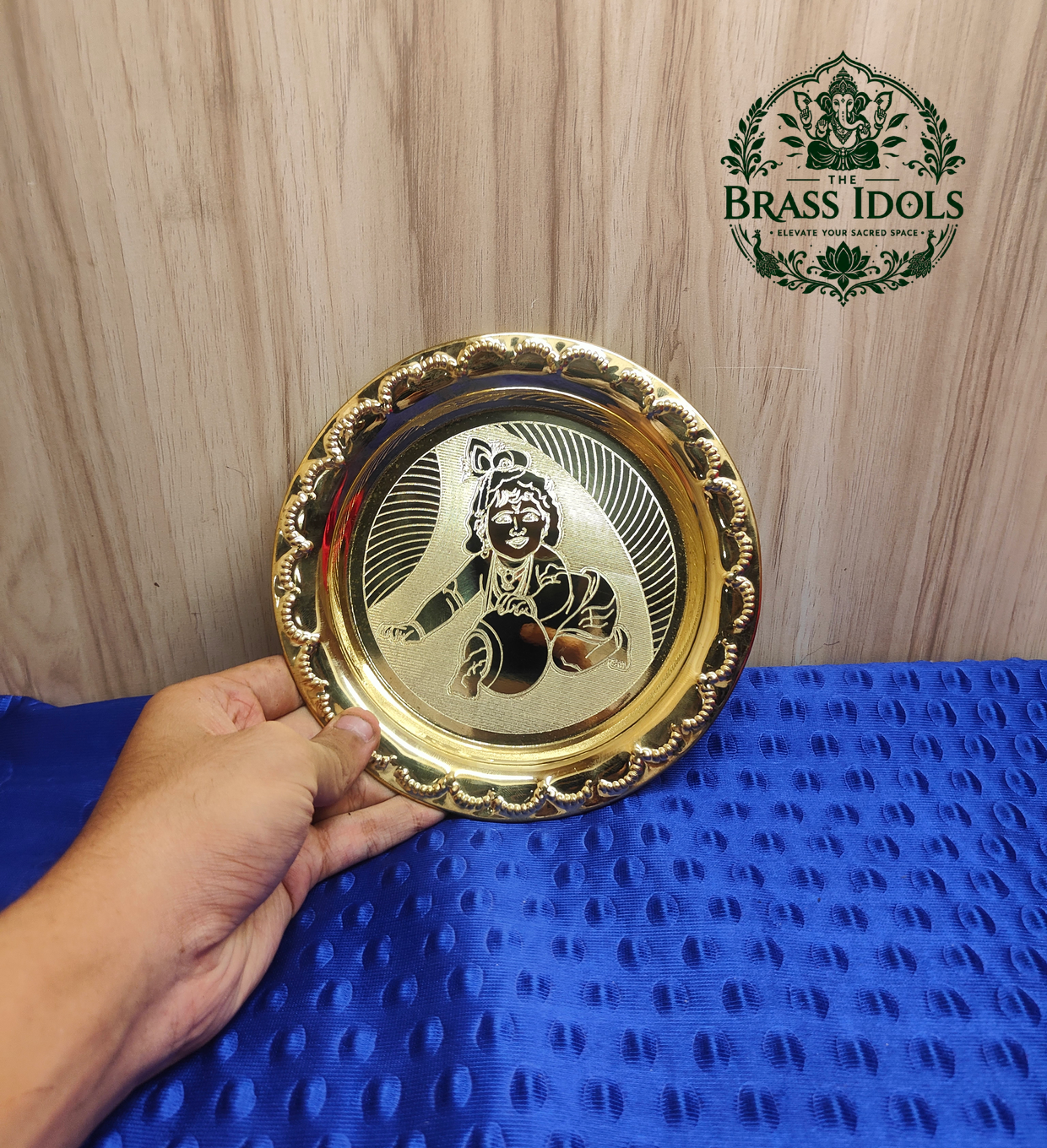 IMG20260908171441 Brass Bal Krishna Pooja Plate 6.4 Inch - Image 1