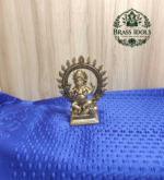 Brass Seated Ganesha Idol with Prabhavali Frame 6.8 Inch