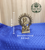 Brass Seated Ganesha Idol with Prabhavali Frame 6.8 Inch - Image 2