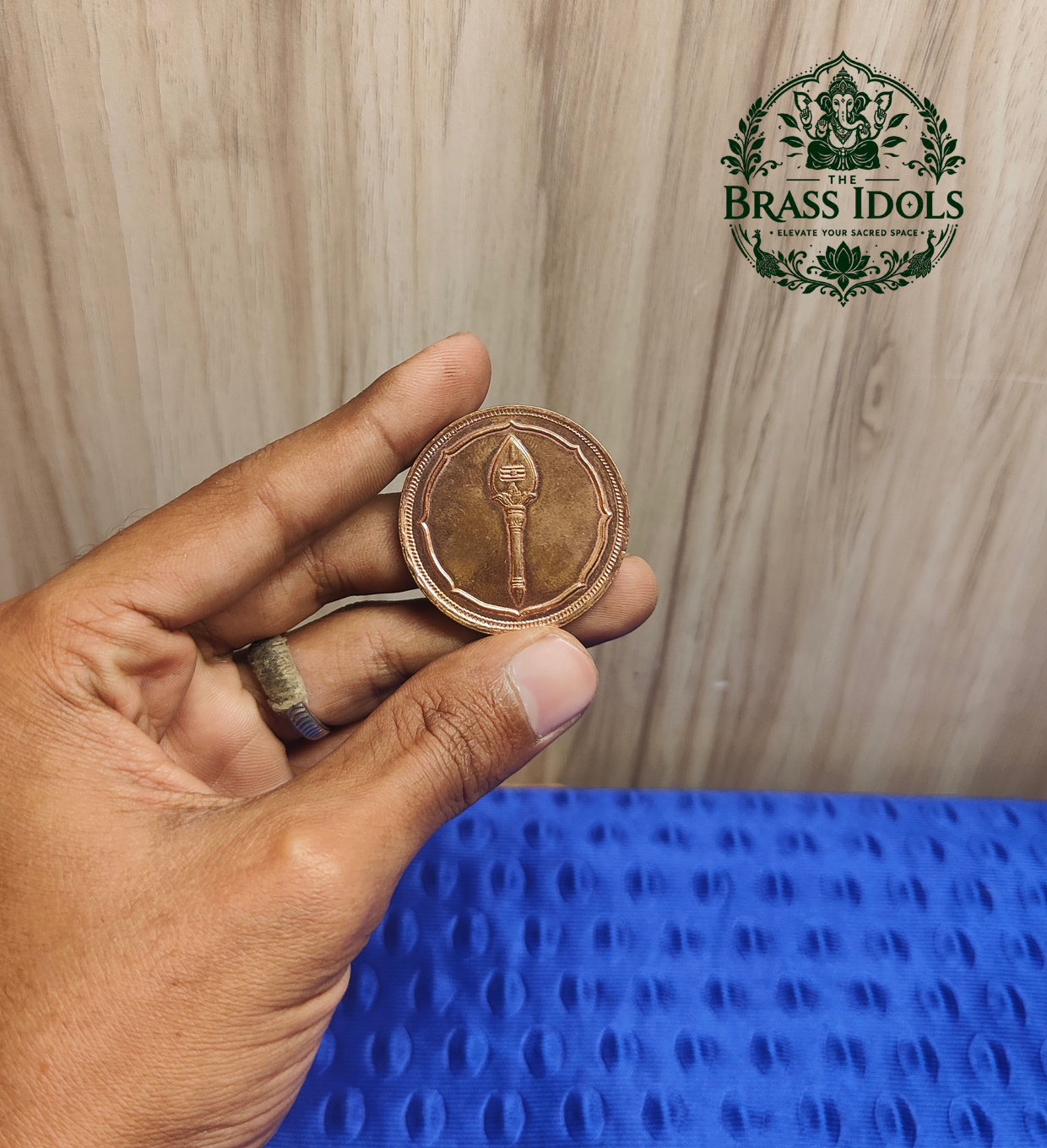 IMG20260909153736 Premium Copper Pocket Coin – Trishul & Vel 1.5 Inch - Image 1