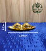 Brass Oval Two Cup Kumkum Box 1.6 Inch - Image 2