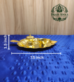 Brass Leaf-Shaped Pooja Set 1.5 Inch - Image 2