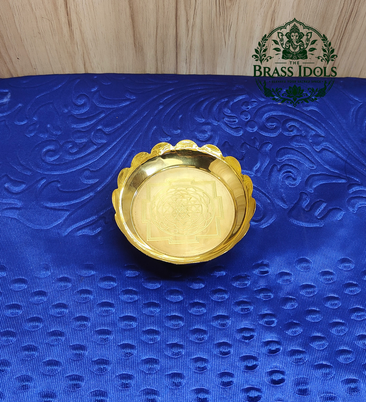 IMG20261007113018 Brass Shree Yantra Lotus Stand 4 Inch - Image 1